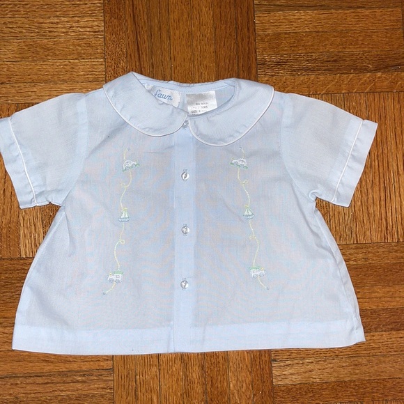 Two piece embroidery baby blue with white trim.Heirloom, portrait, classic - Picture 9 of 13